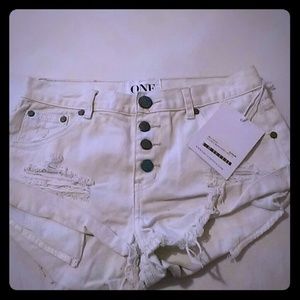 ONE white jean shorts